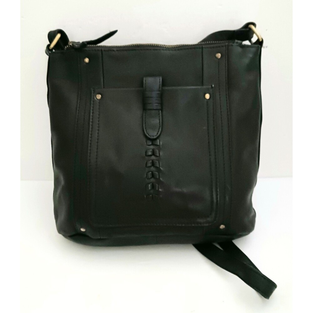 NEW Great American Leather Works Blk Cowhide Leather Crossbody Brass Hardware